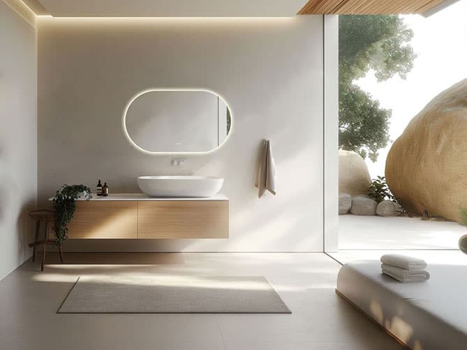 Ovaler Spiegel Valverde - mit Sandstrahlung horizontal