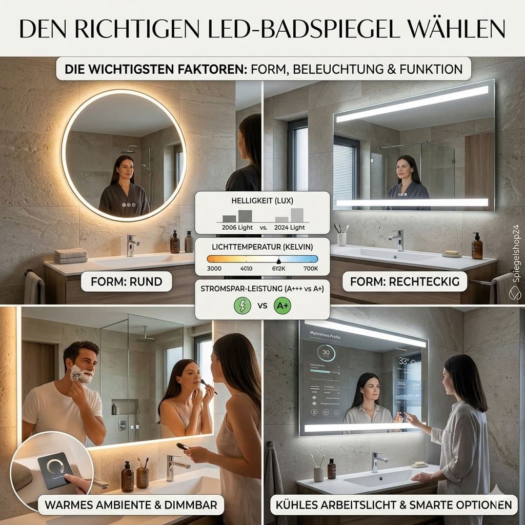 LED Badspiegel mit Beleuchtung richtig wählen