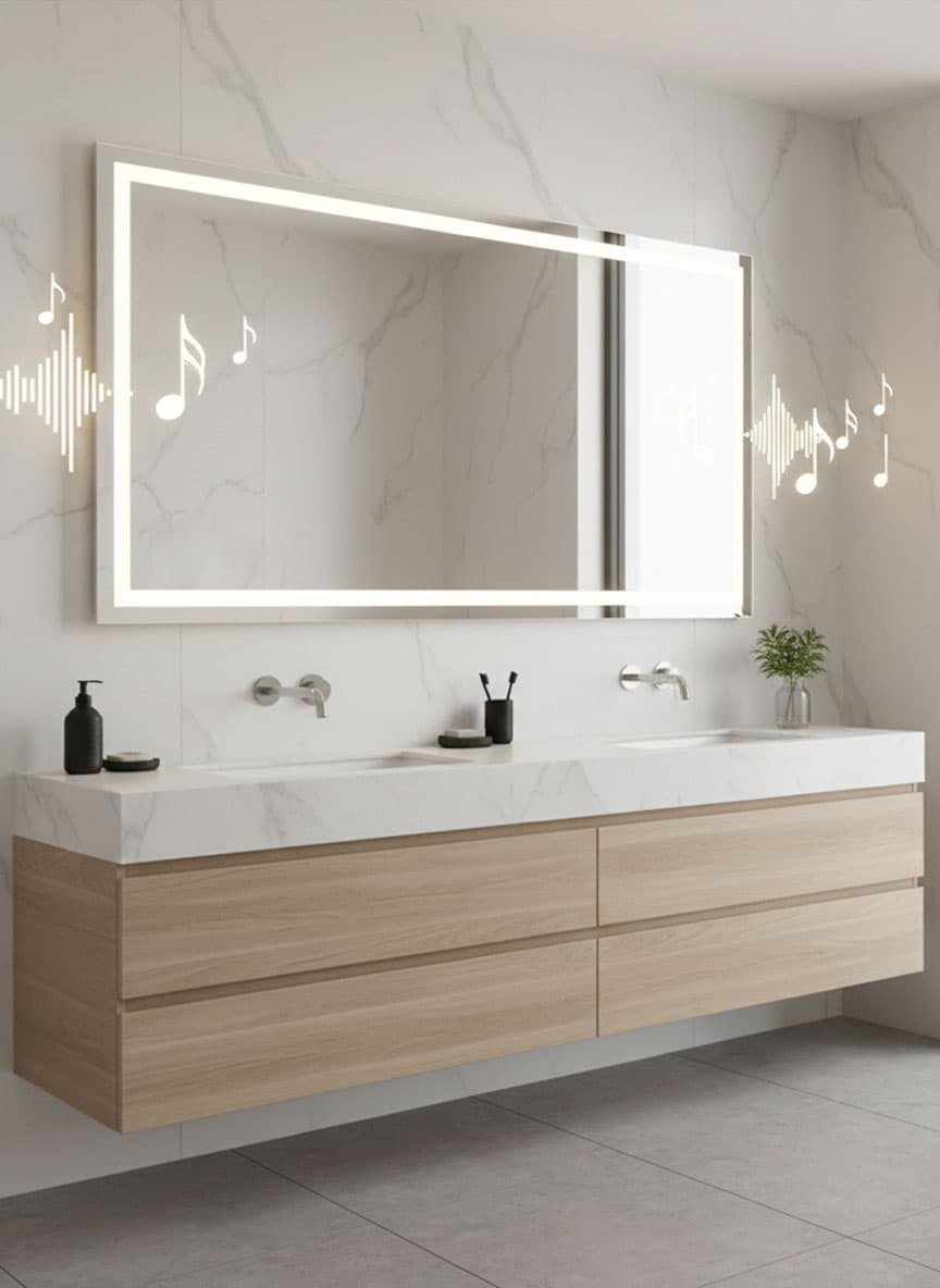 LED Badspiegel mit Bluetooth Lautsprecher