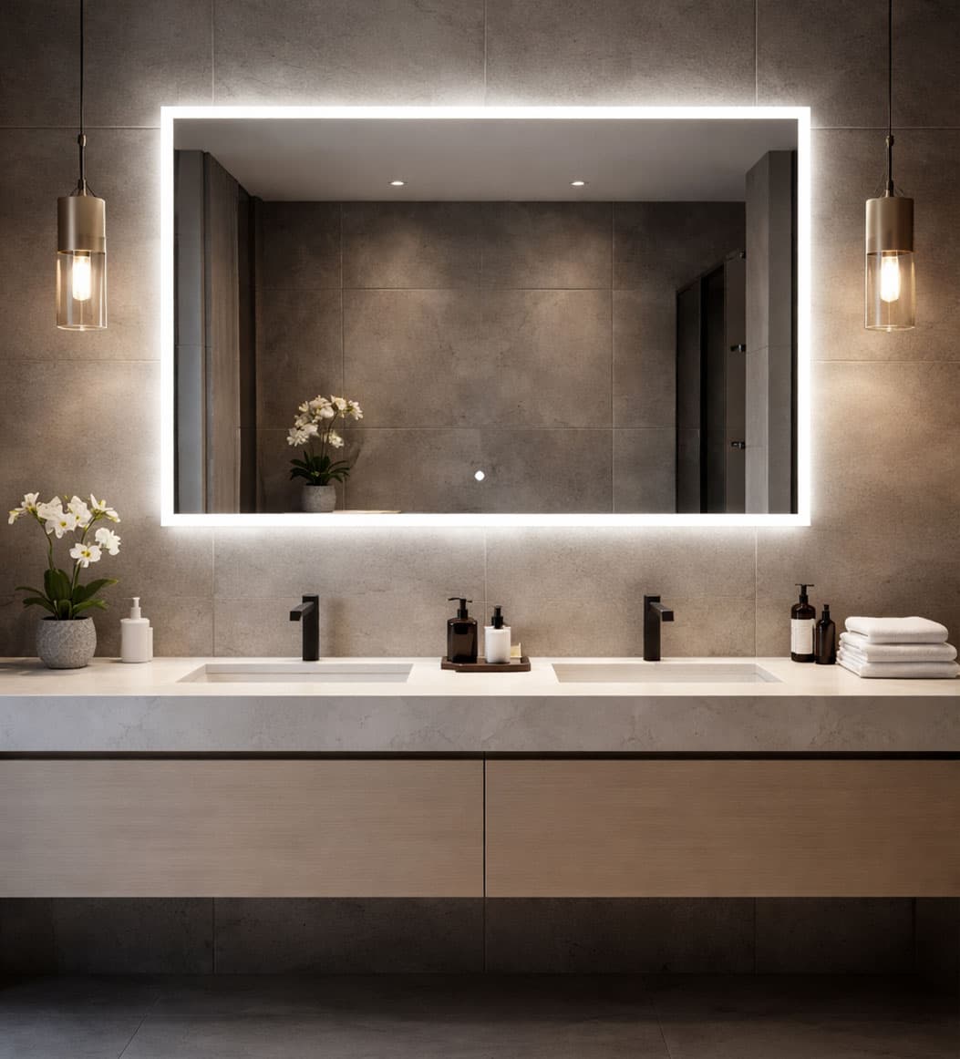 Badspiegel beleuchtet im Bad