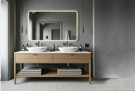 Badspiegel mit abgerundeten Ecken