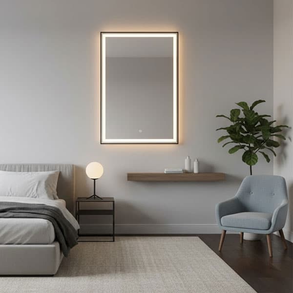 Schlafzimmerspiegel mit LED warmweiß und Touchsensor-Beleuchtung
