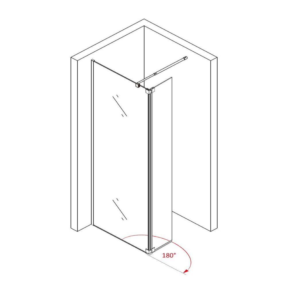 Duschabtrennung Walk-In Nano Schwarz - graues Glas mit Spritzschutz