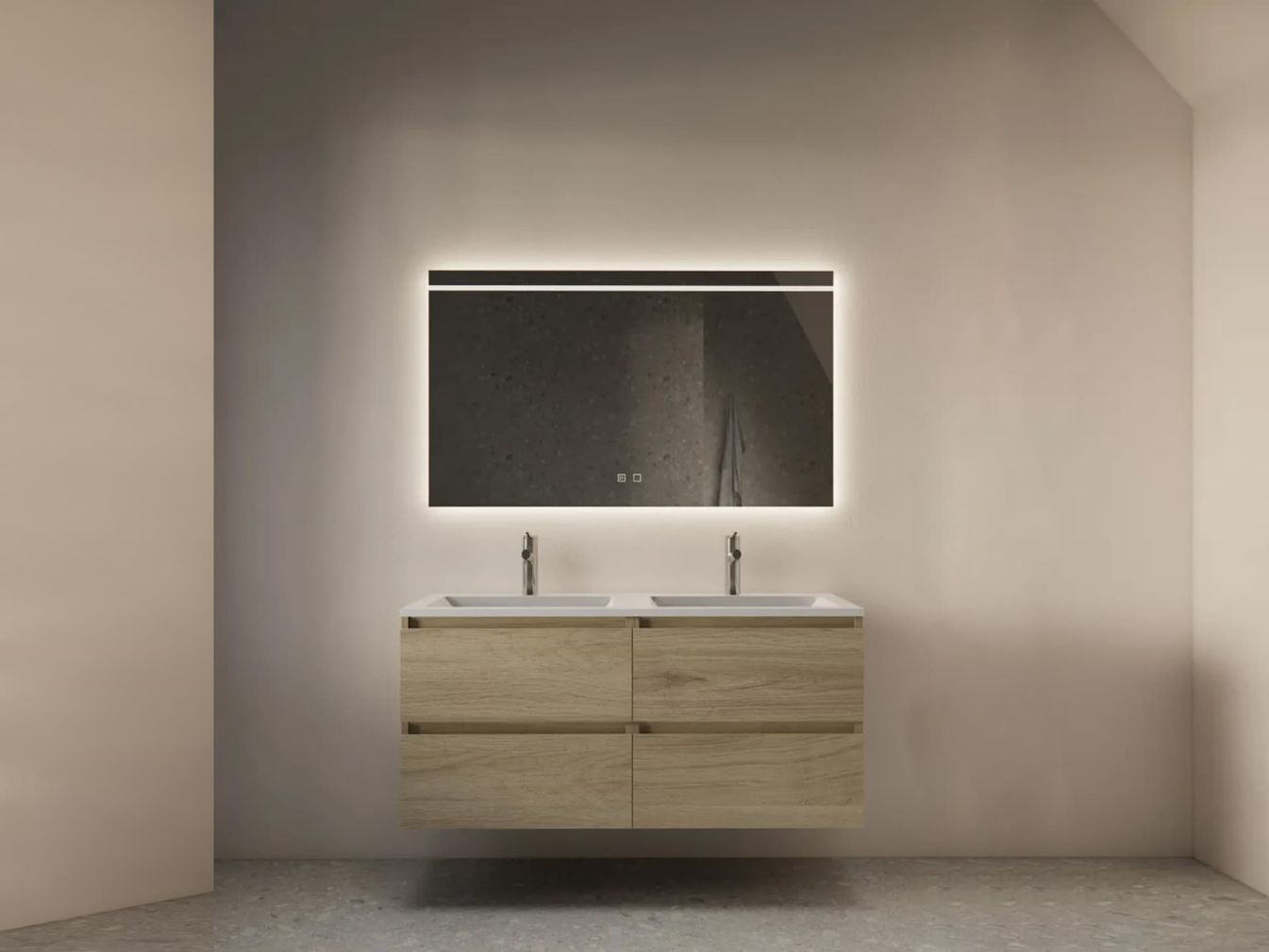 Mirror Gliss Design Decora Horizontal Standard LED-Beleuchtung und Spiegelheizung