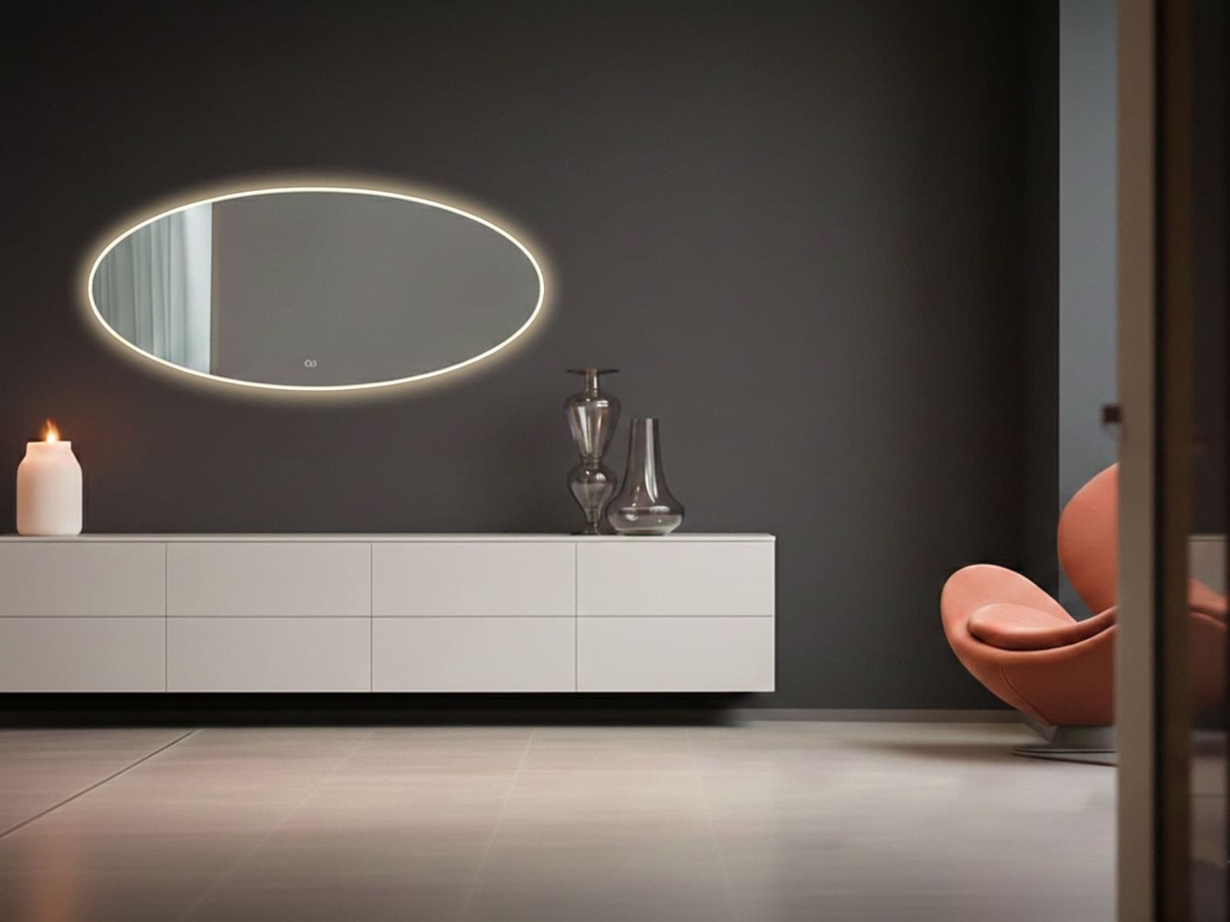 Preview: Organischer Spiegel Valverde mit Hintergrundbeleuchtung