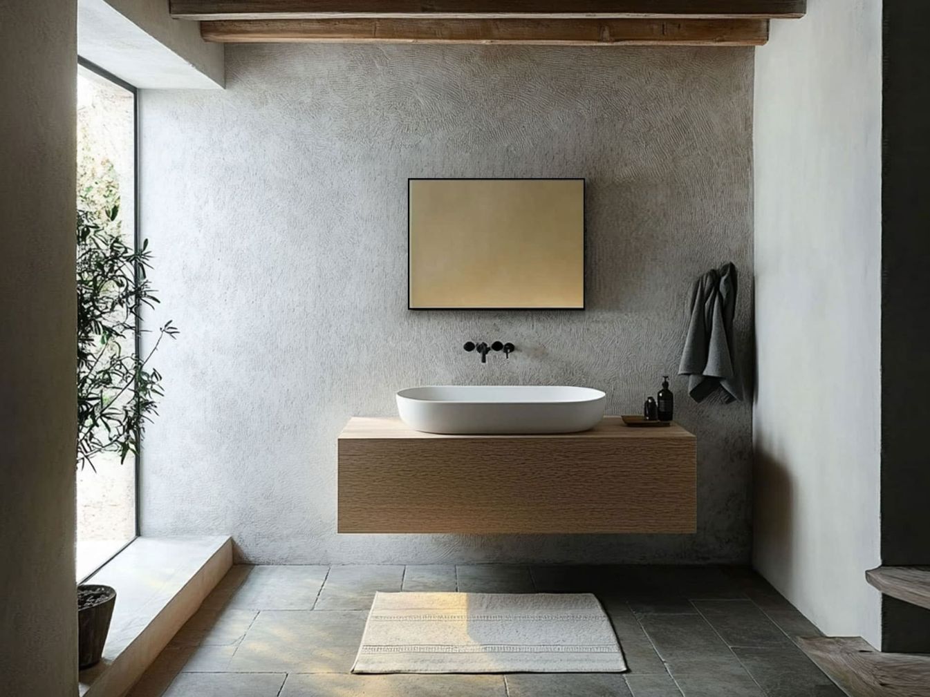 Preview: 80x60 cm DSK - LED - Badspiegel mit ALU-Rahmen - SERA