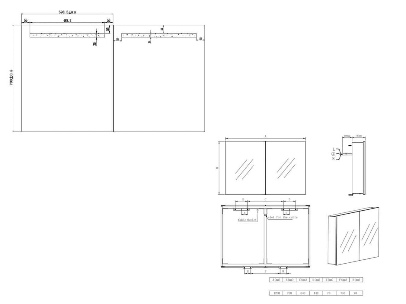 Badezimmerspiegelschrank aus Aluminium CARLA