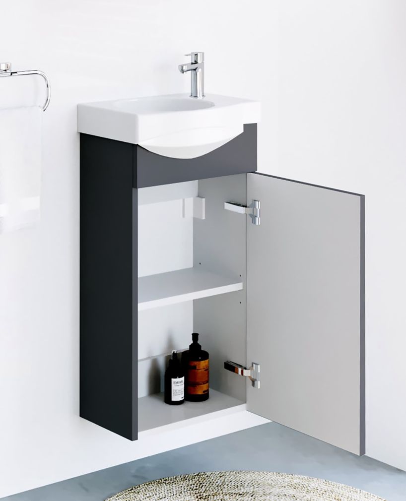 Badmöbel-Set mit Spiegelschrank 40cm (Anthrazit matt)