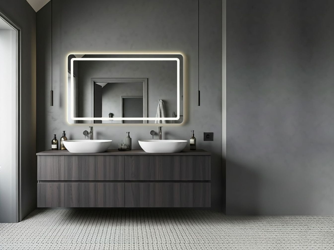 Abgerundeter - Kristallspiegel DORA Neutralweiss