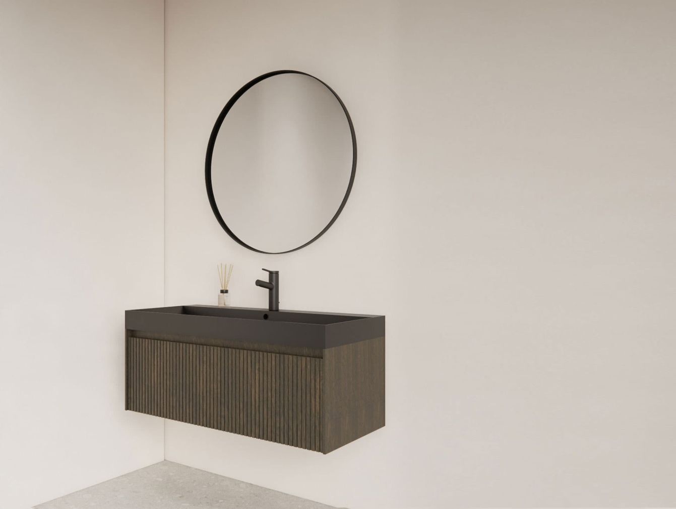 Asteri Spiegel ohne LED-Beleuchtung  mit Rand, matt schwarz