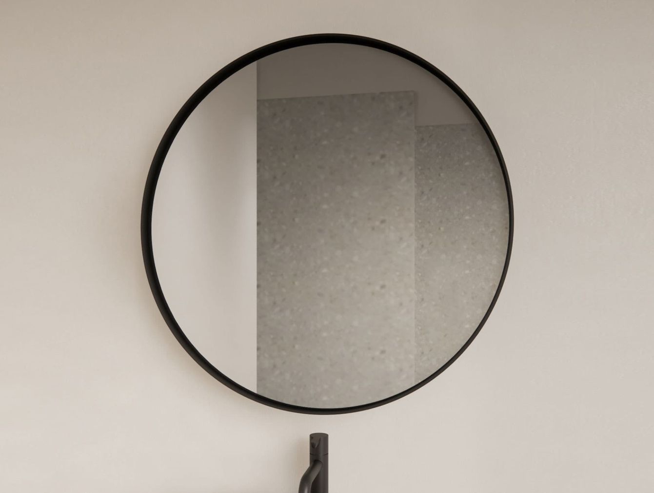 Asteri Spiegel ohne LED-Beleuchtung  mit Rand, matt schwarz