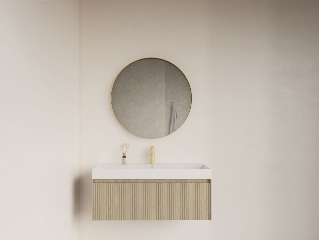 Asteri Spiegel ohne LED-Beleuchtung mit mattgoldener Kante