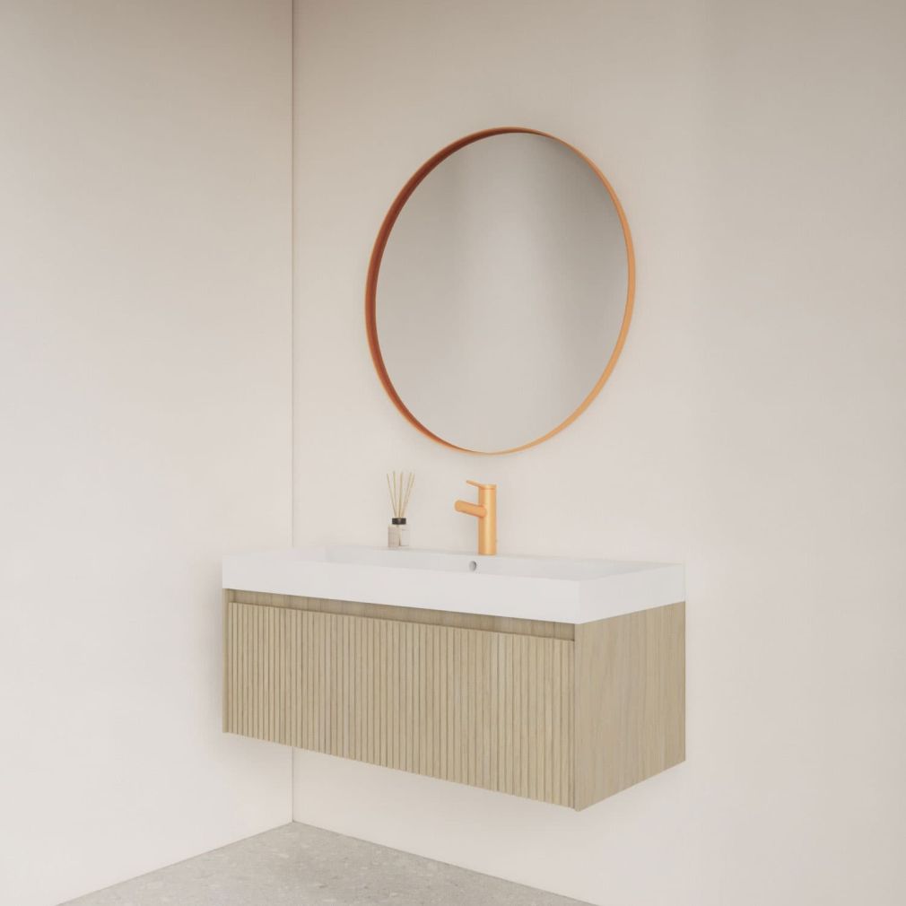 Preview: Asteri Spiegel ohne LED-Beleuchtung mit Rand in Rosé-Kupfer