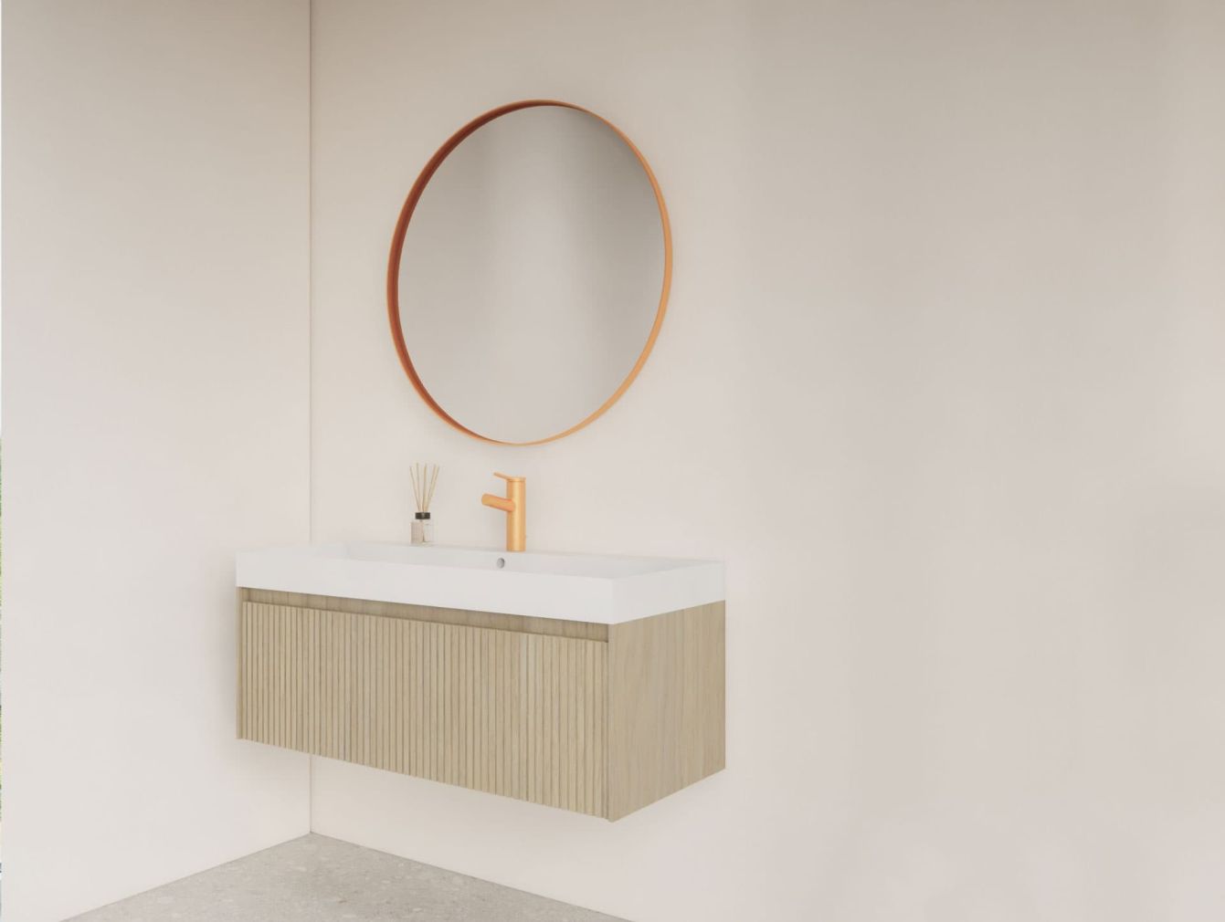 Preview: Asteri Spiegel ohne LED-Beleuchtung mit Rand in Rosé-Kupfer