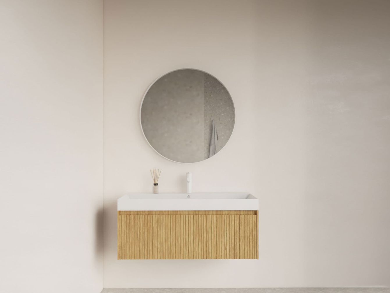 Asteri Spiegel ohne LED-Beleuchtung mit Rand, mattweiß