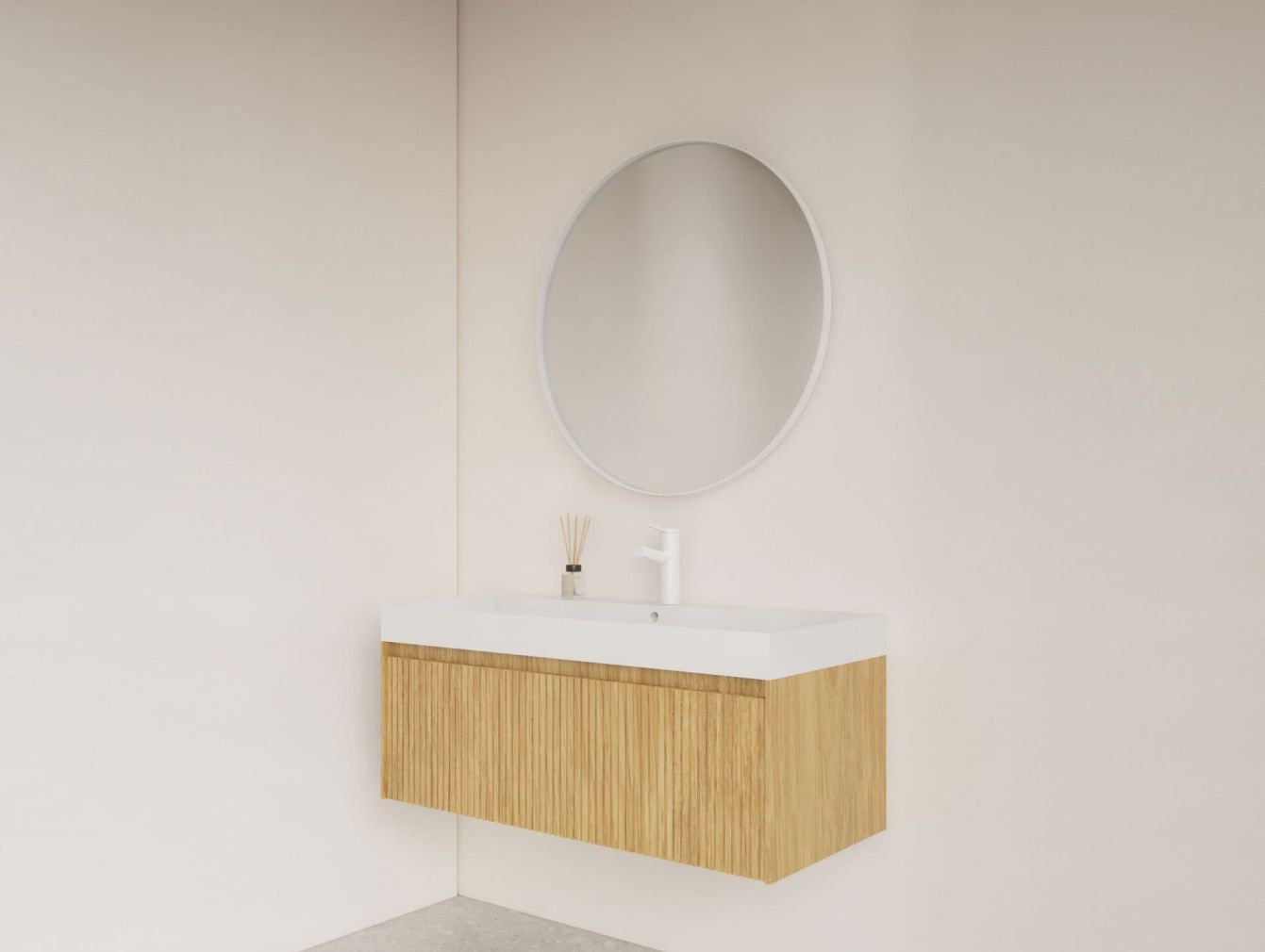 Asteri Spiegel ohne LED-Beleuchtung mit Rand, mattweiß