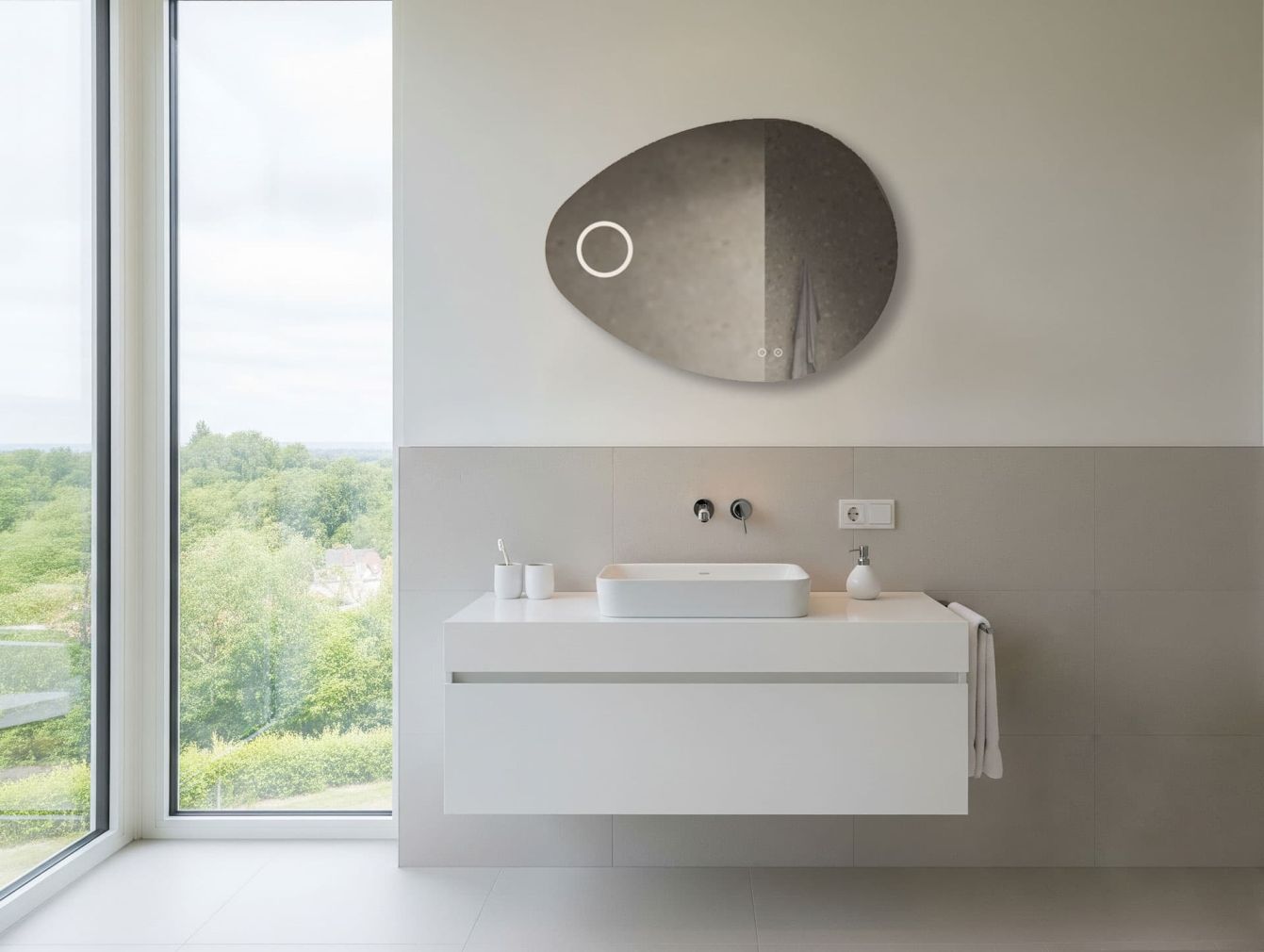 Preview: Badezimmerspiegel Atlas Vertikal LED mit Spiegelheizung