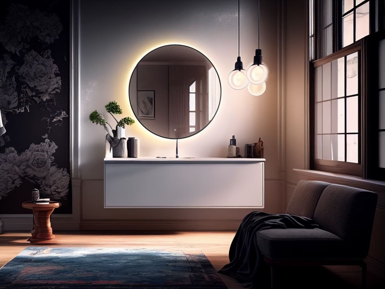 Kreisrunder Spiegel Warm