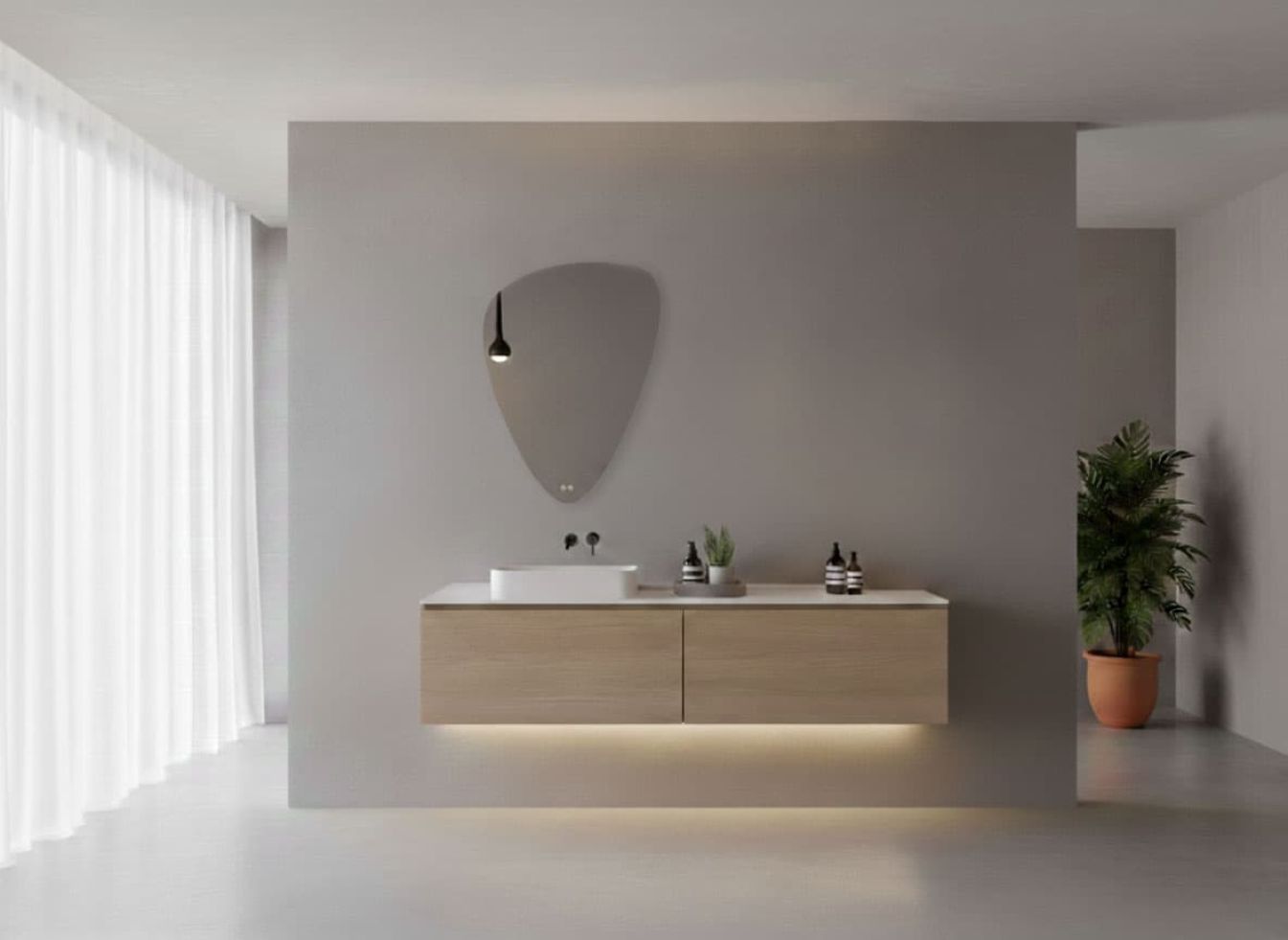 Preview: Badezimmerspiegel Gliss Frenzy mit organischer LED-Beleuchtung und Spiegelheizung