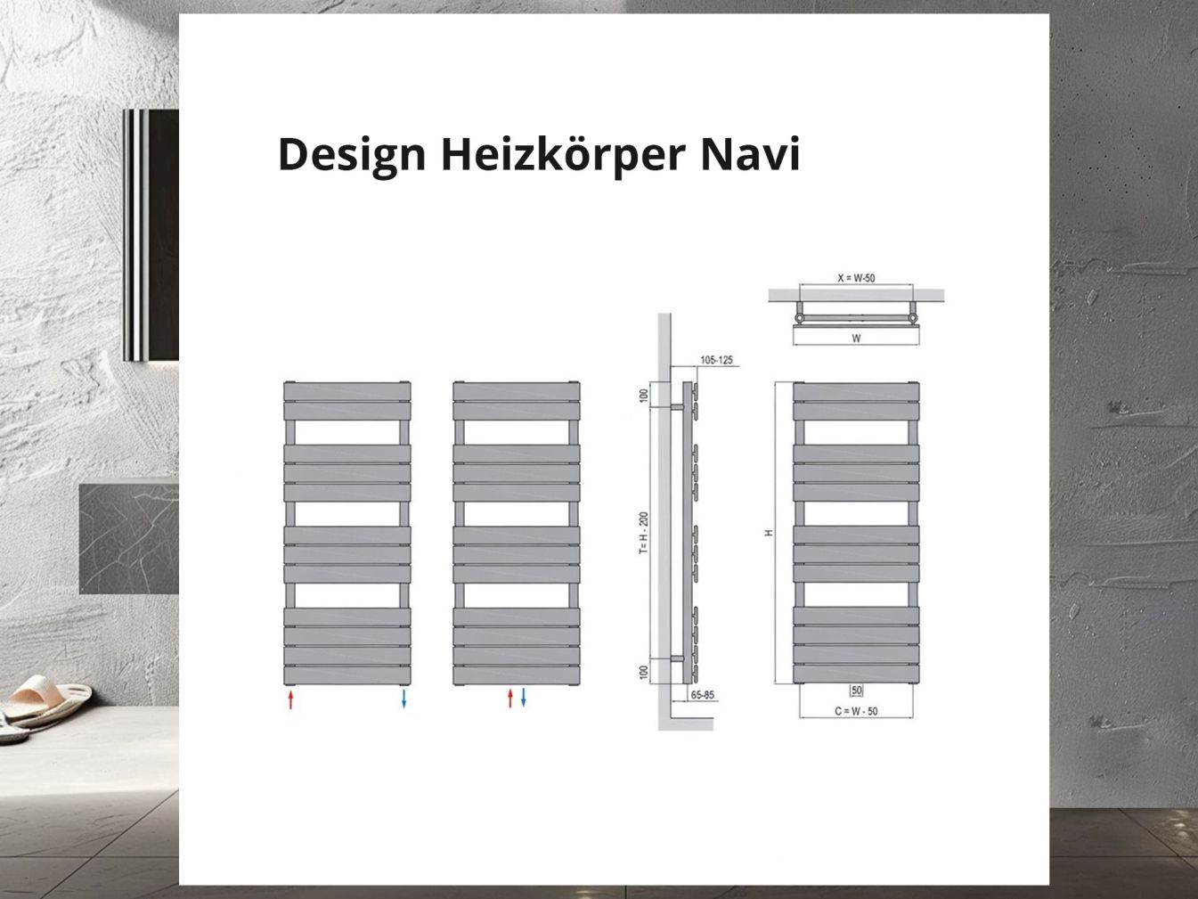 Design Heizkörper Navi in Anthrazit
