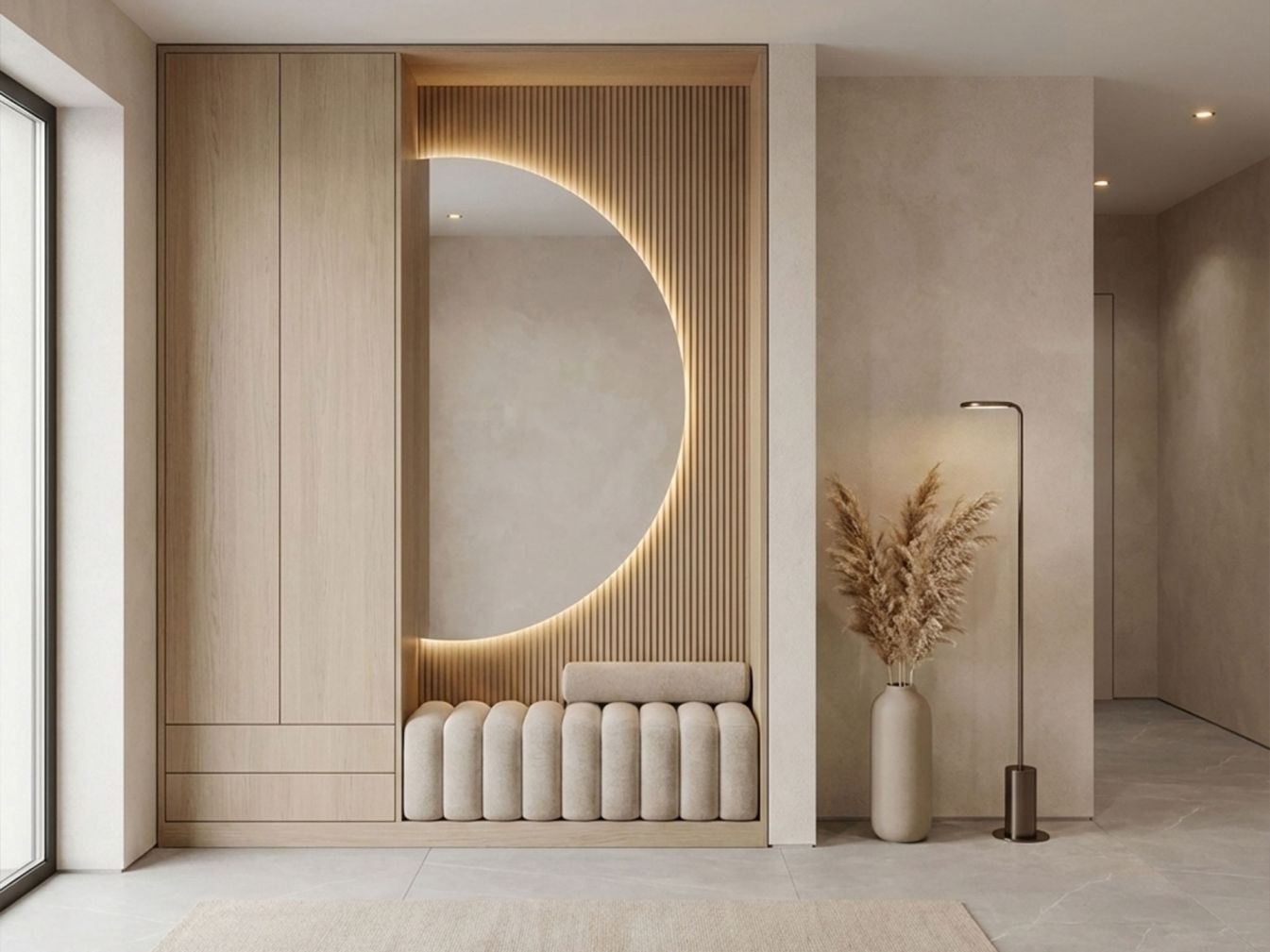 Halber LED-Spiegel SKOOP Neutral - Ausrichtung Links Warmweiß