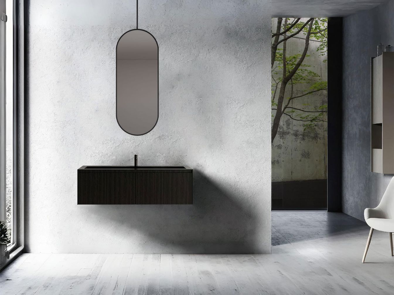 Halo Spiegel 90x40 cm mit Deckenhalterung