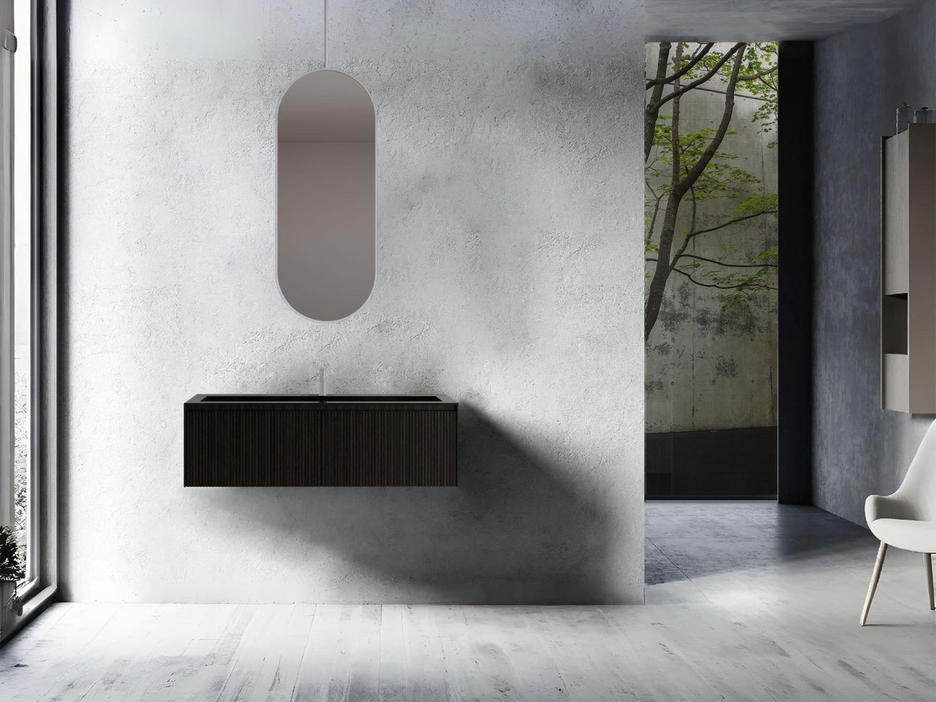 Preview: Halo Spiegel 90x40 cm mit Deckenhalterung