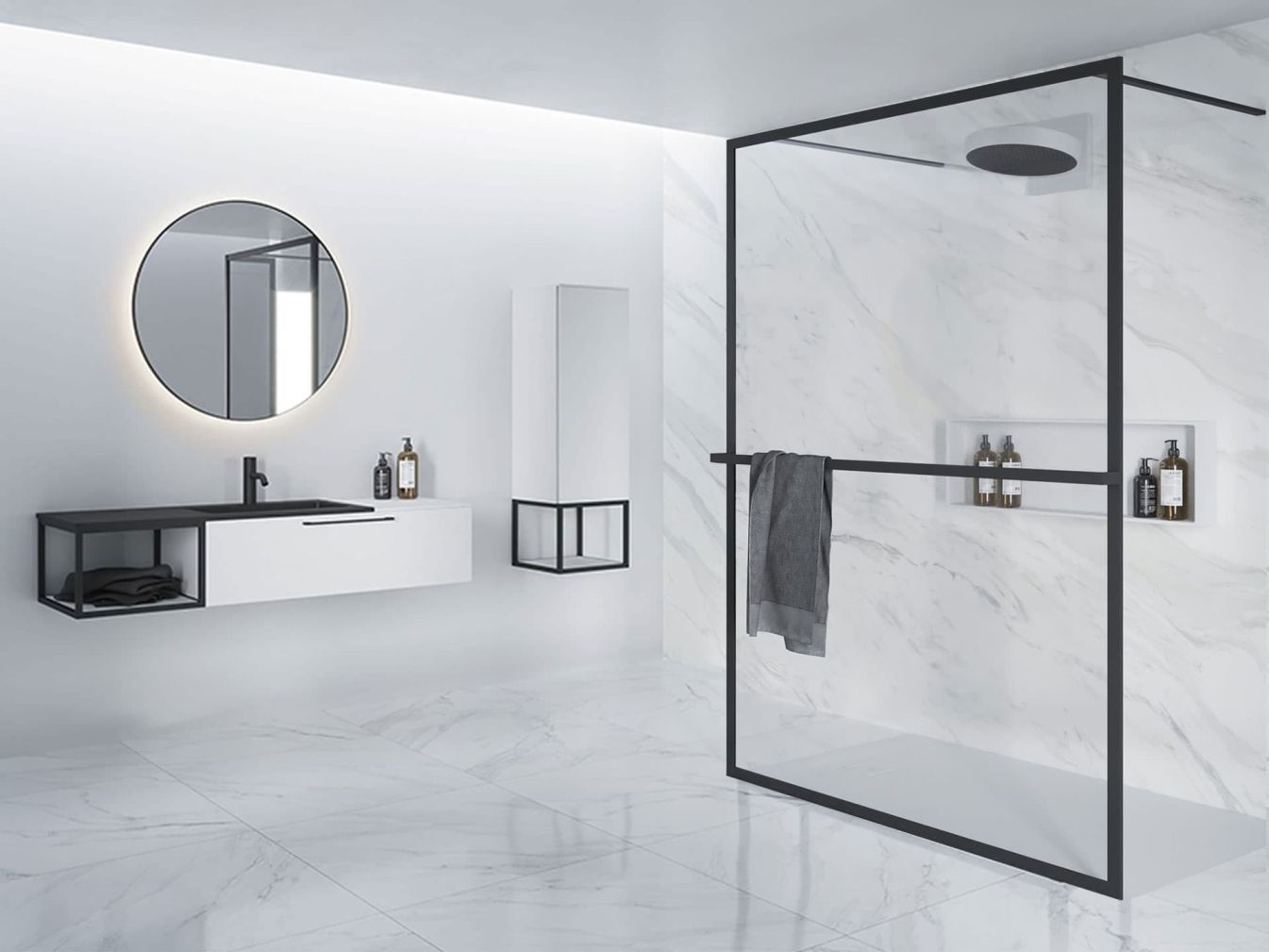 Lucid 402, feste Duschwände aus Klarglas für Walk-In-Dusche