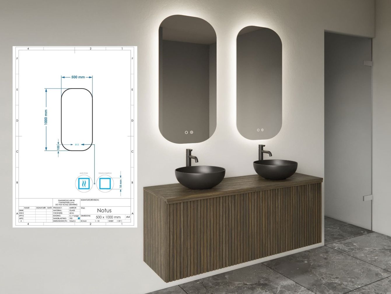 Preview: Spiegel Notus mit LED