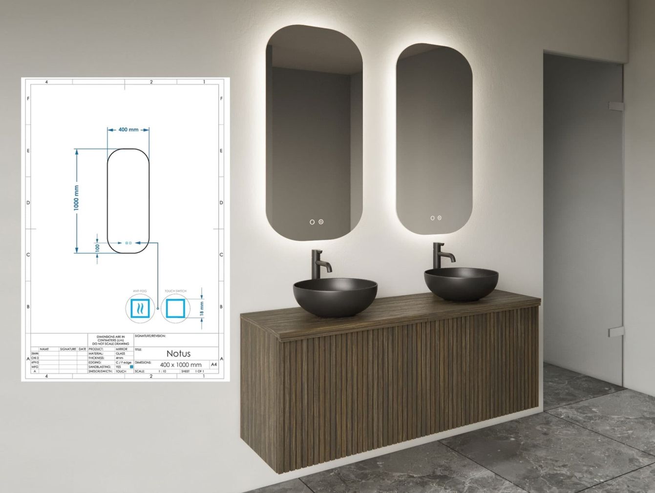 Preview: Spiegel Notus mit LED