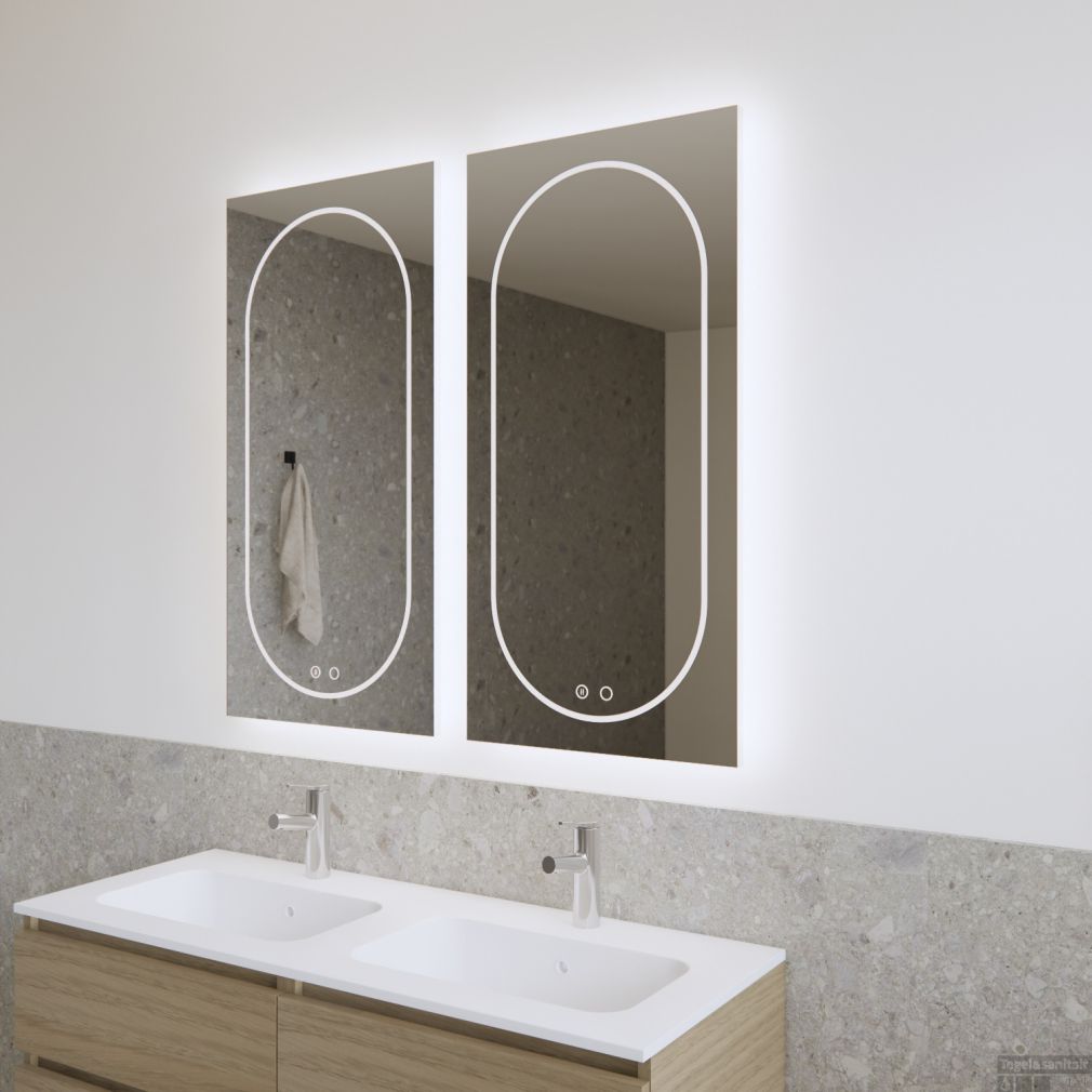 Preview: Nova Vertikalspiegel inkl.Spiegelheizung und direkter und indirekter LED-Beleuchtung