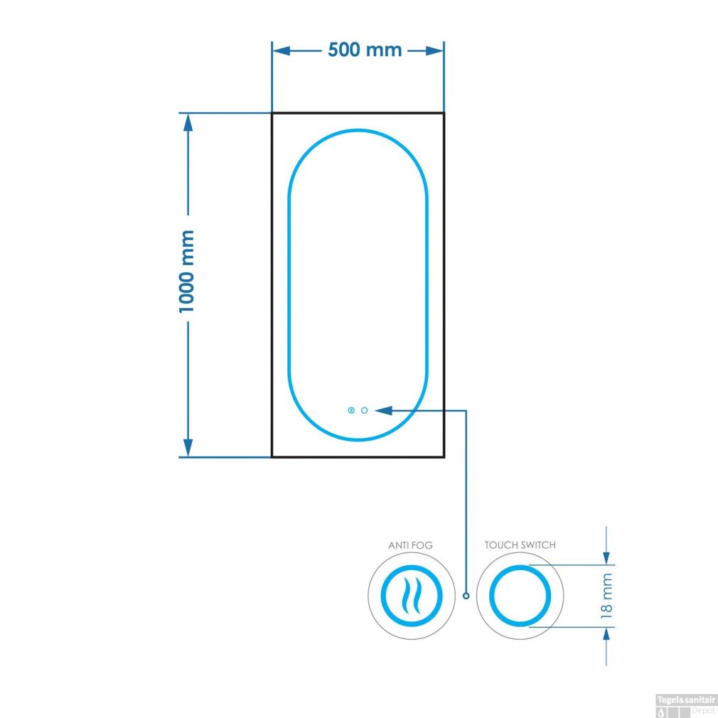Preview: Nova Vertikalspiegel inkl.Spiegelheizung und direkter und indirekter LED-Beleuchtung