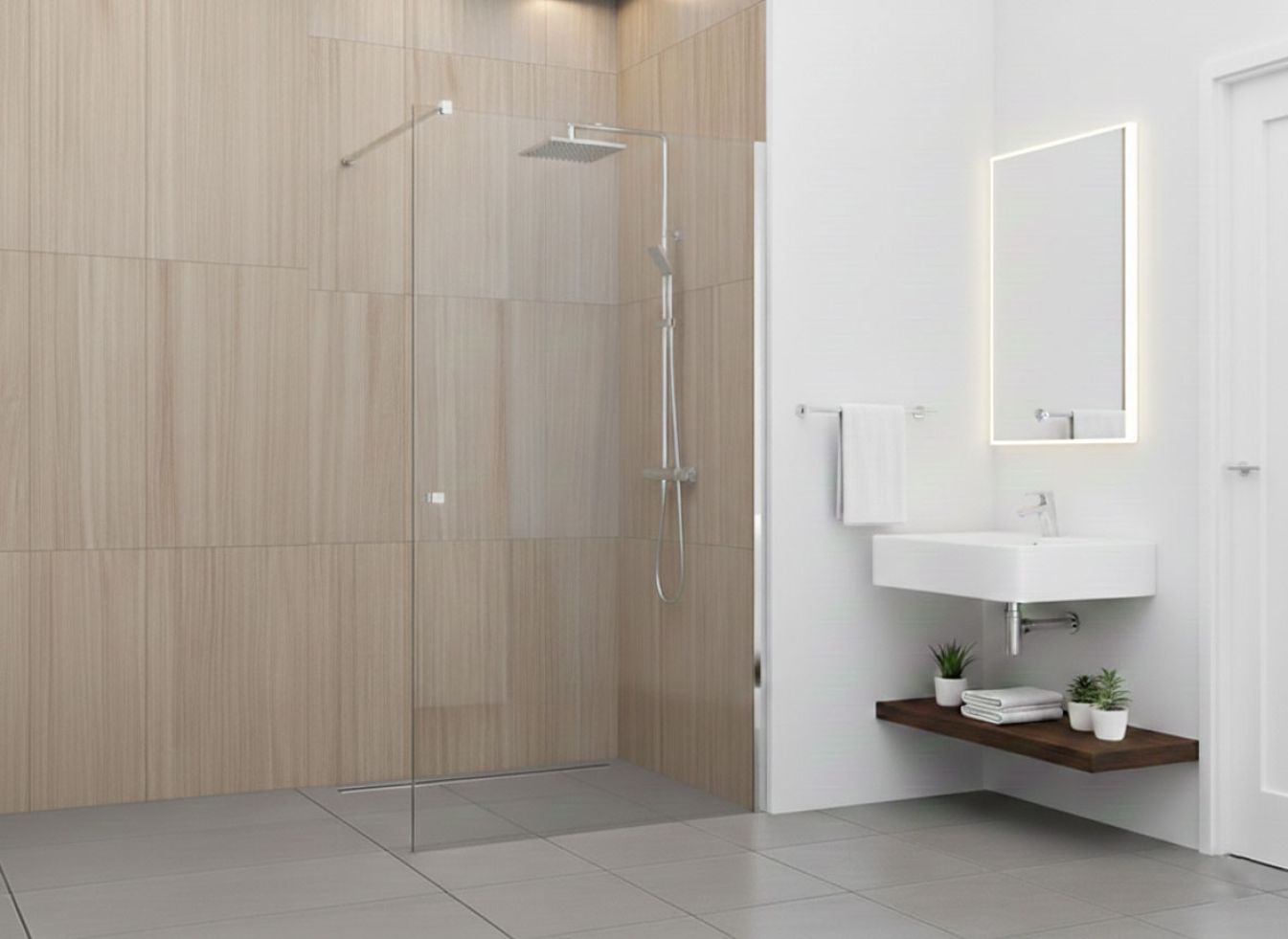 Preview: Novik 400, feste Duschwände aus Klarglas für Walk-In-Dusche