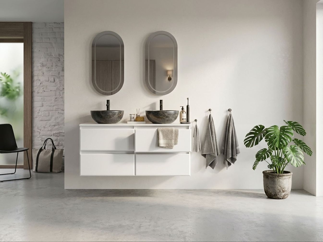 Preview: Premium Oval -  Spiegelschrank - Licht  aus