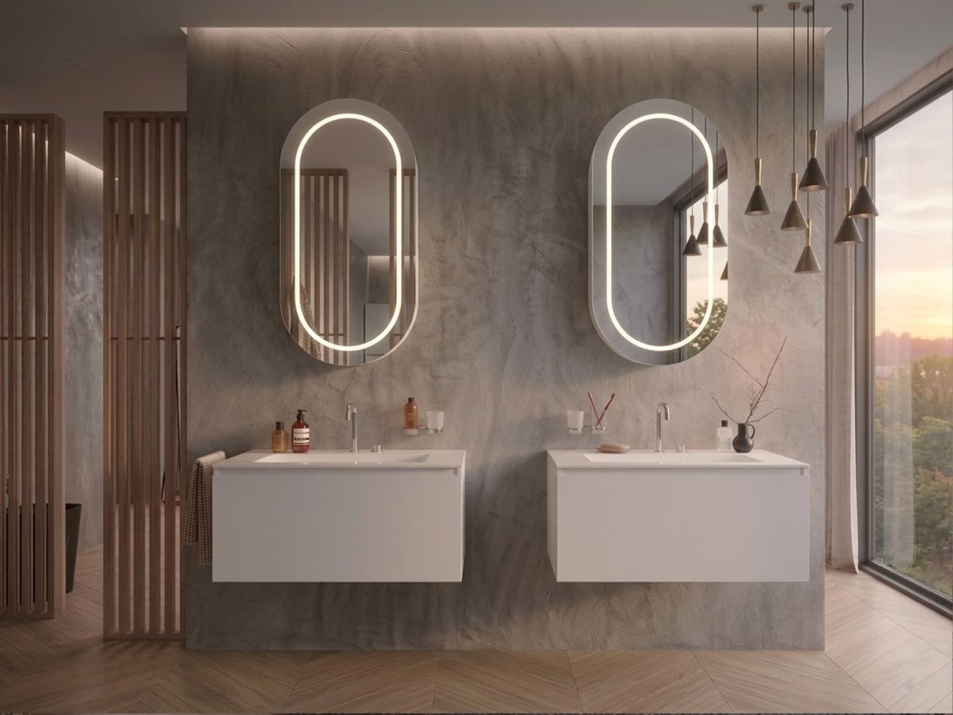 Preview: Premium Oval -  Spiegelschrank