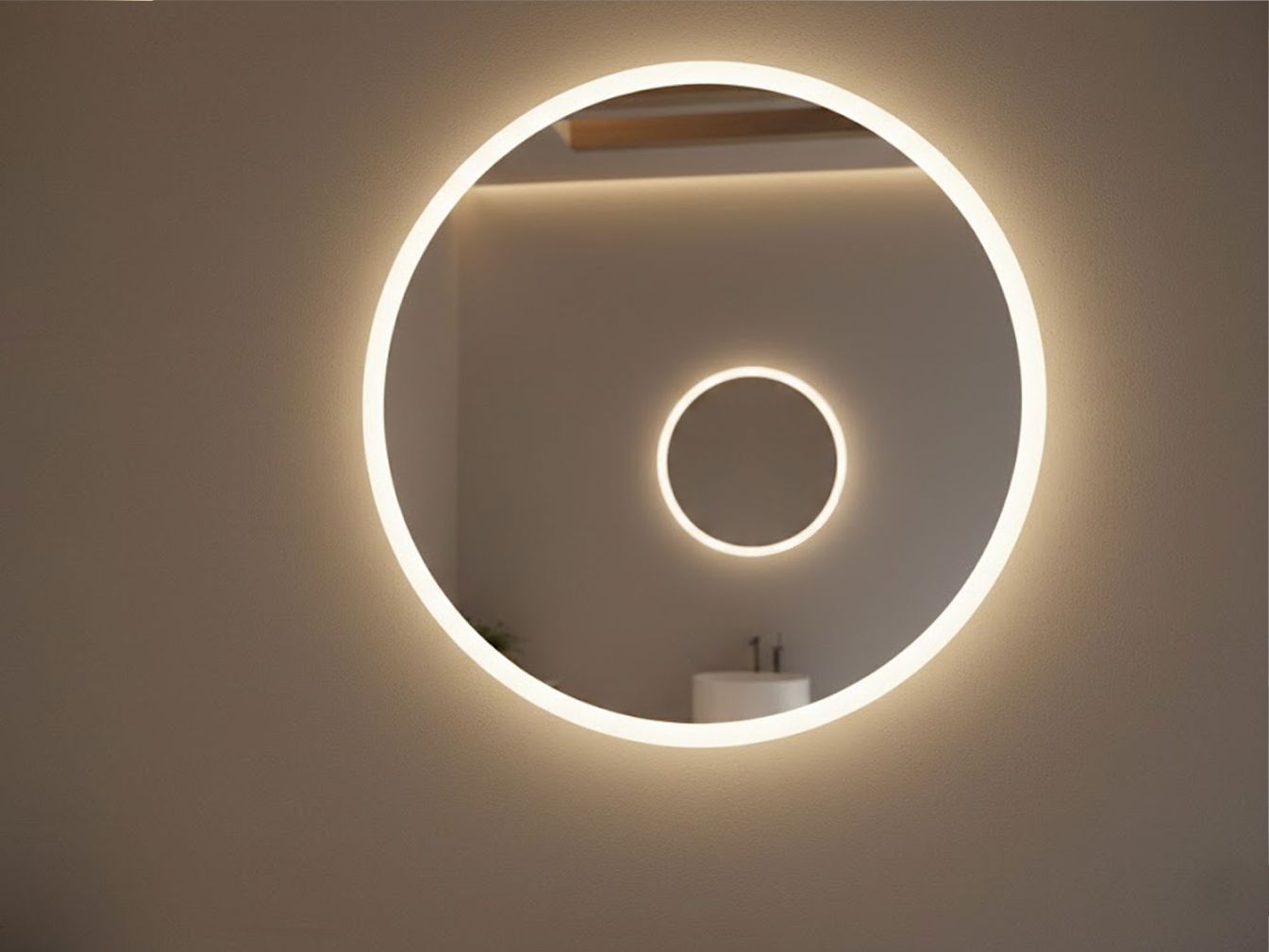 Preview: Kreisrunder Spiegel Sandstrahlung Detail