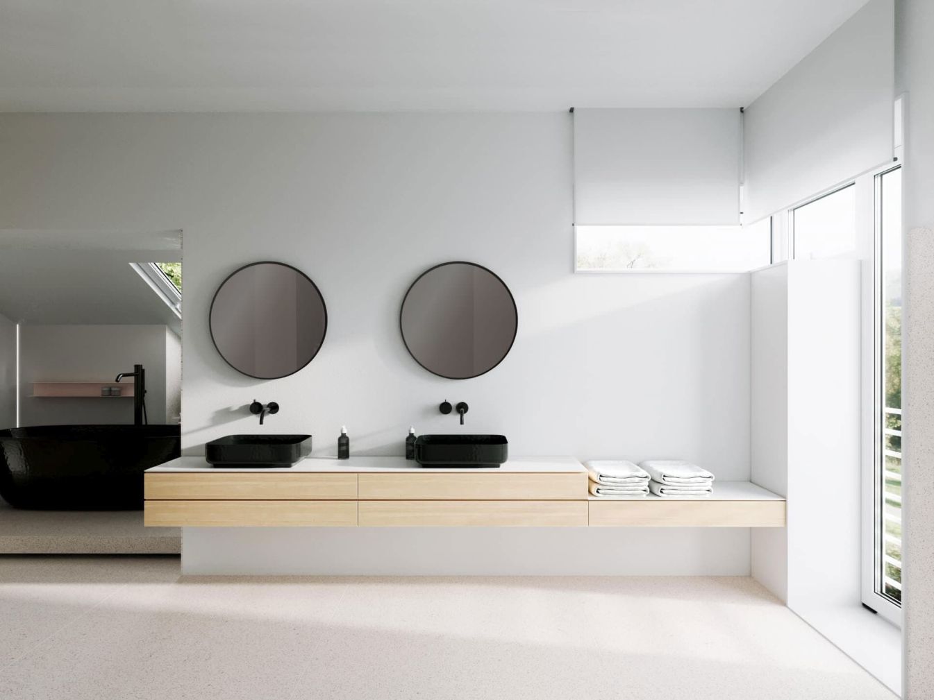 Runder Spiegel in Grau