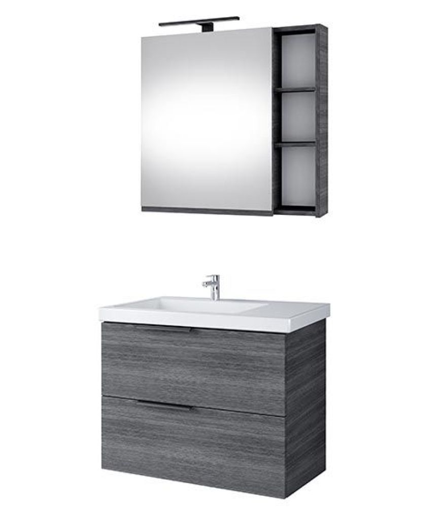 Badmöbel-Set mit Spiegelschrank 70cm (Anthrazit)