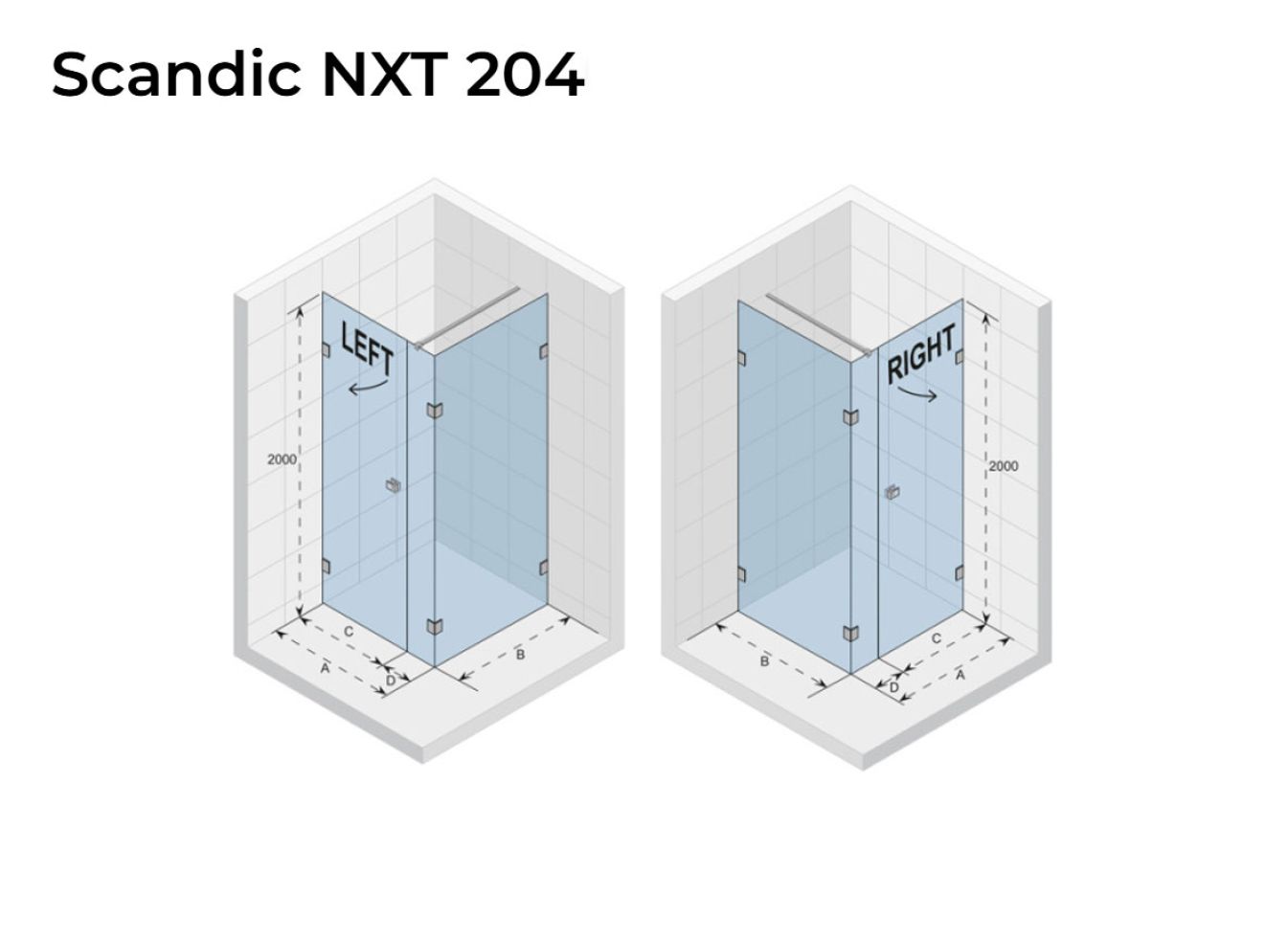 Preview: Duschkabine Duschkabine Scandic NXT 204 - ohne Duschtasse