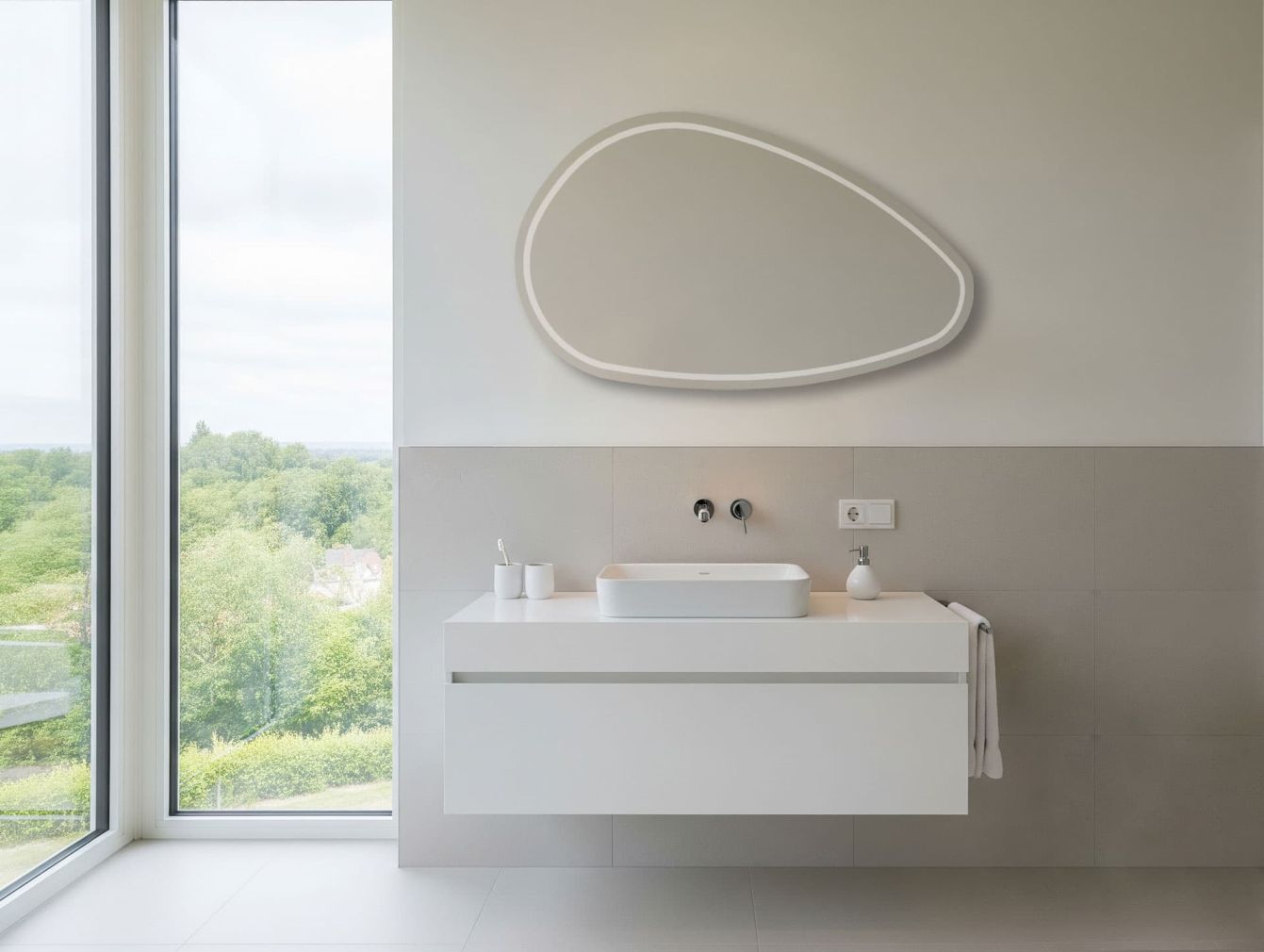 Preview: Sirius Spiegel mit indirekter LED-Beleuchtung und Heizung