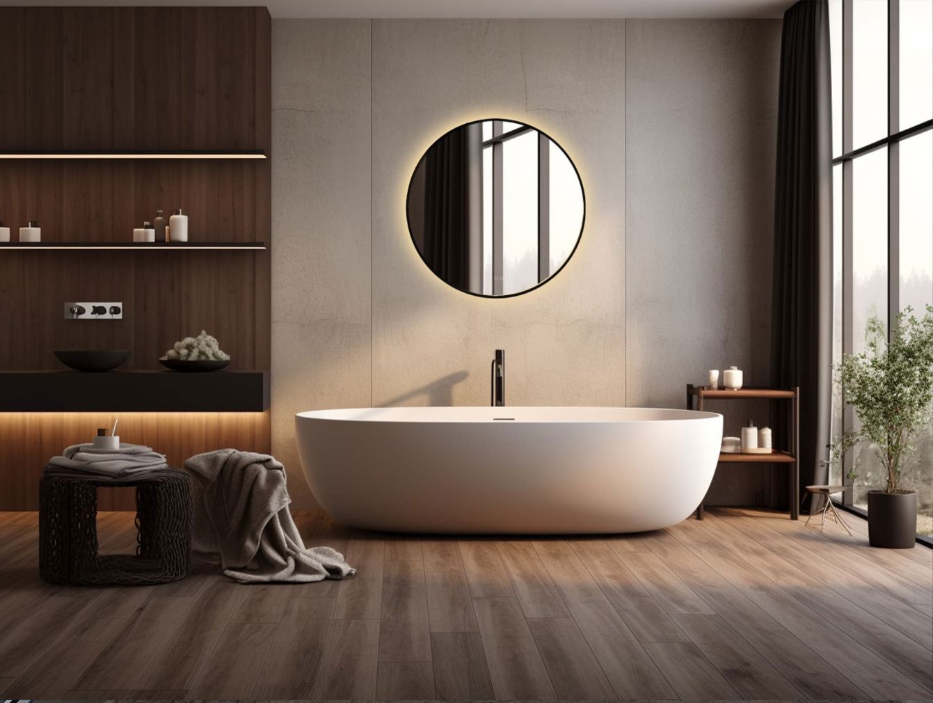 Runder Spiegel Valverde mit Alu-Rahmen schwarz