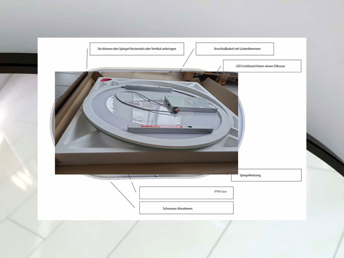 Runder Spiegel Valverde mit Hintergrundbeleuchtung