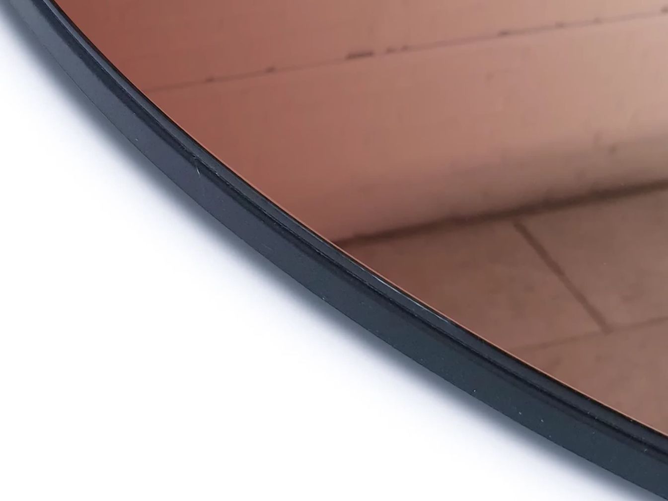 Kreisrunder Spiegel in Rose – Gold farbigem Kristallglas