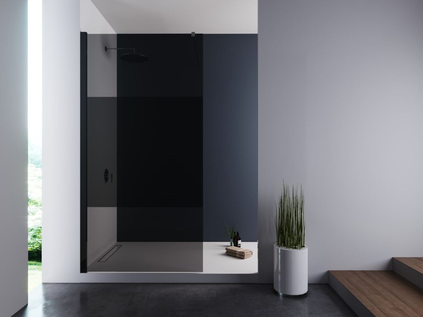 Duschabtrennung Walk-In Nano Graues Glas