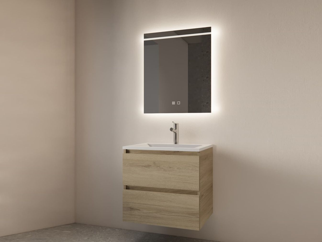 Mirror Gliss Design Decora Horizontal Standard LED-Beleuchtung und Spiegelheizung