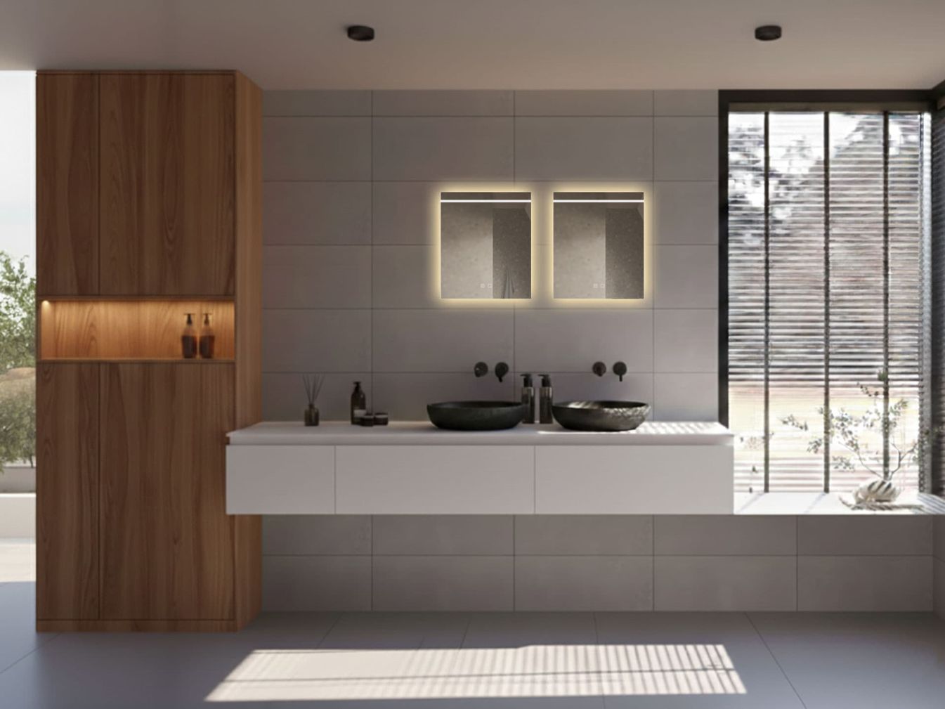 Mirror Gliss Design Decora Horizontal Standard LED-Beleuchtung und Spiegelheizung