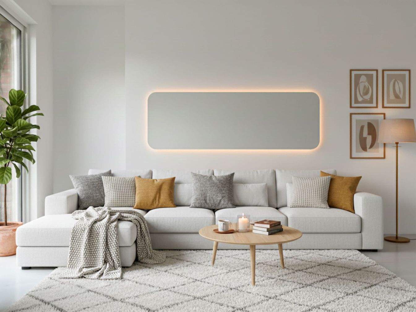 Abgerundeter - Kristallspiegel TIGRES Neutralweiss