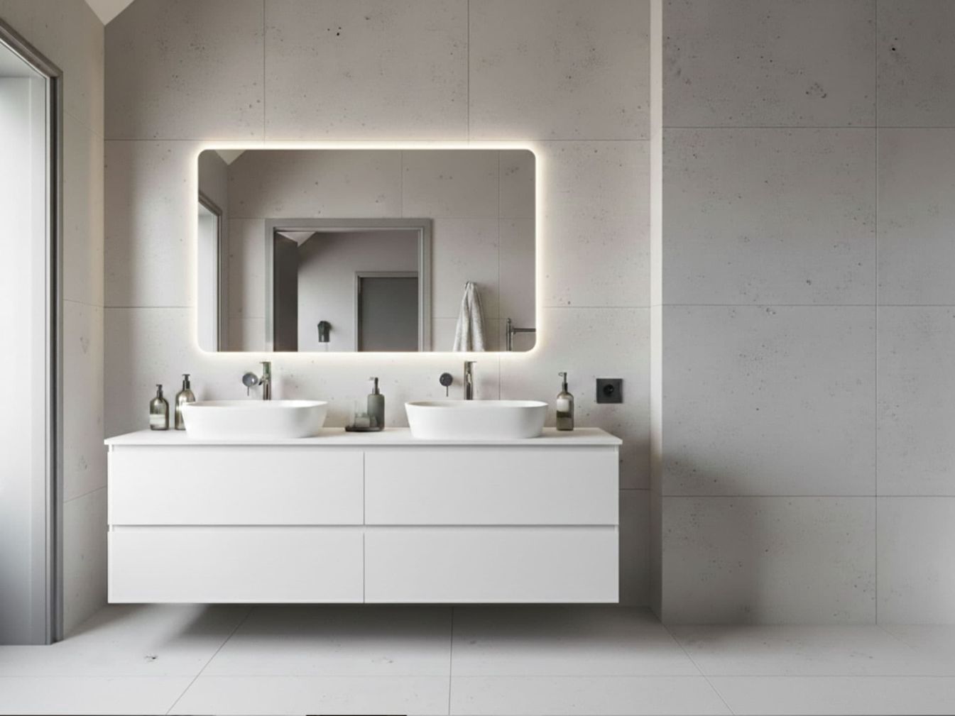 Abgerundeter - Kristallspiegel TIGRES Neutralweiss