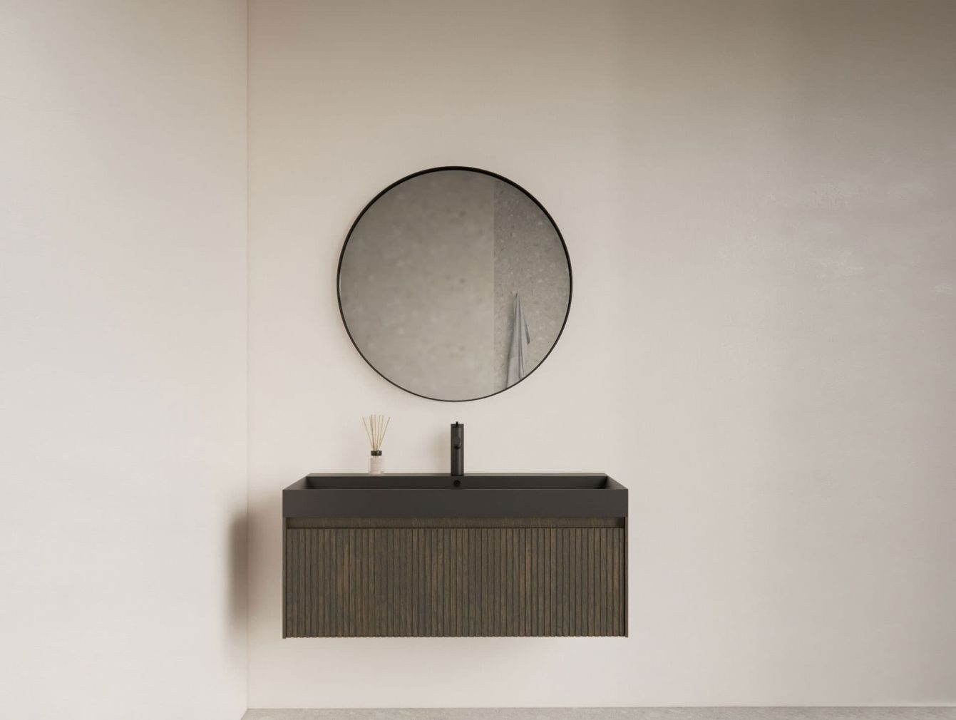 Asteri Spiegel ohne LED-Beleuchtung  mit Rand, matt schwarz