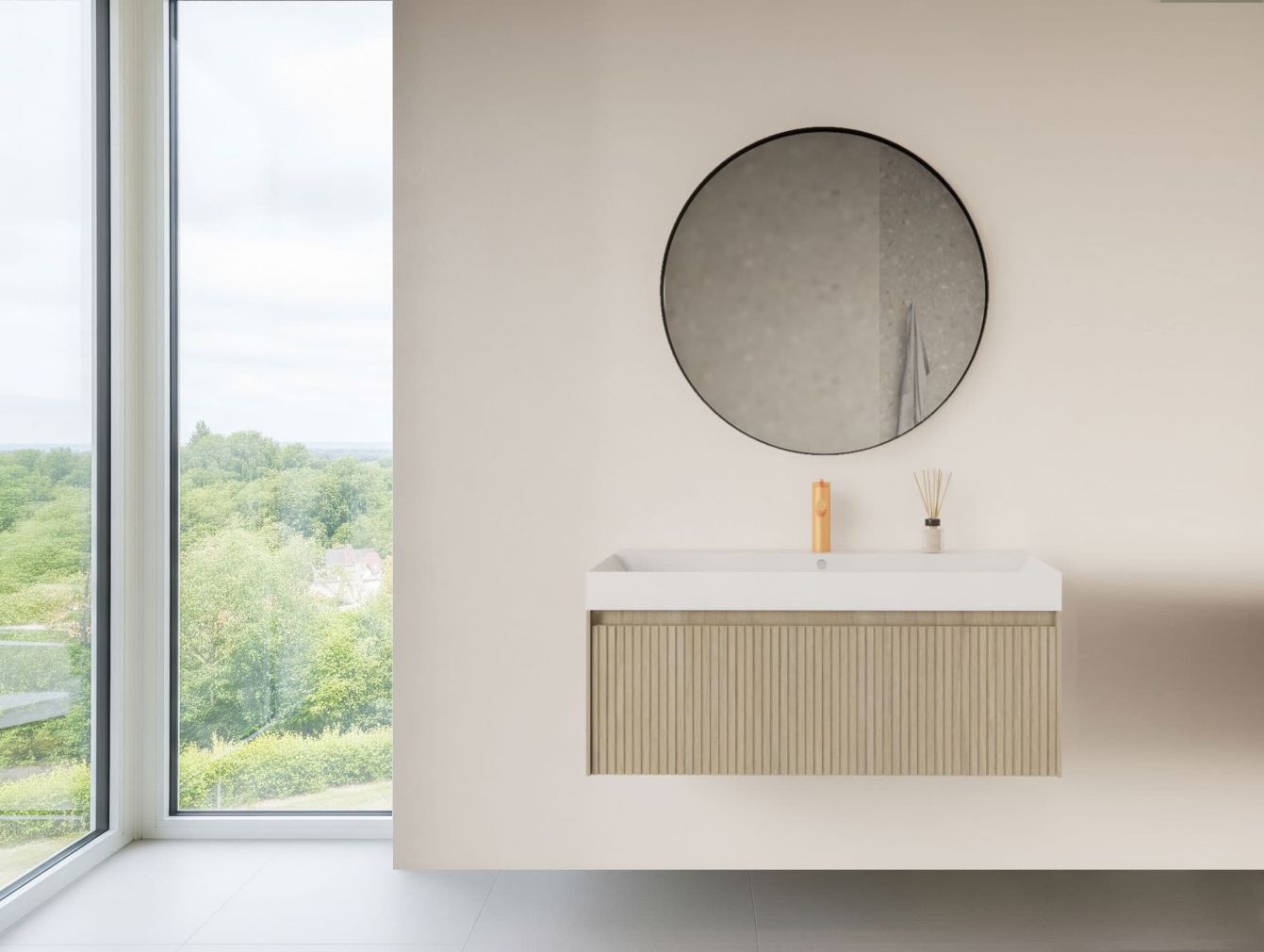 Asteri Spiegel ohne LED-Beleuchtung  mit Rand, matt schwarz